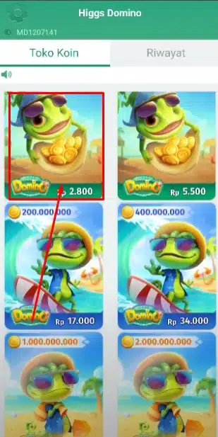 Beli Chip Higgs Domino Murah via Dana 3000