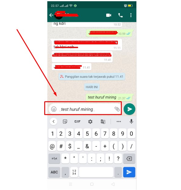 cara membuat tulisan miring di whatsapp