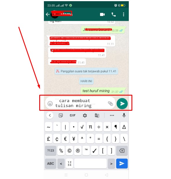 cara membuat tulisan miring di whatsapp 