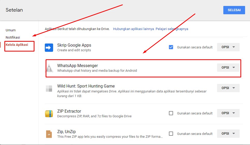 Cara melihat backup whatsapp di google drive